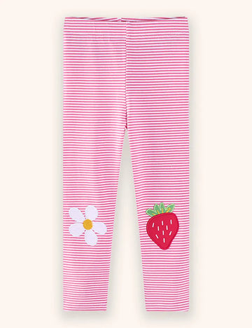 Strawberry Striped Applique Leggings